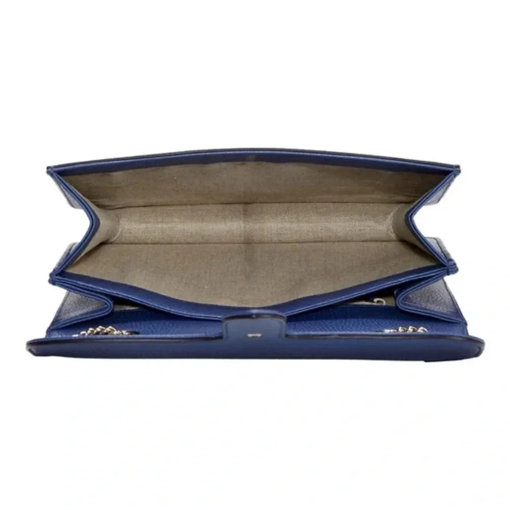 Gucci Interlocking GG Medium Leather Blue Crossbody Shoulder Bag - Picture 5 of 6